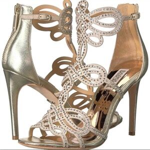 Badgley Mischka Teri Dress Sandal Heels in Platino Size 7.5